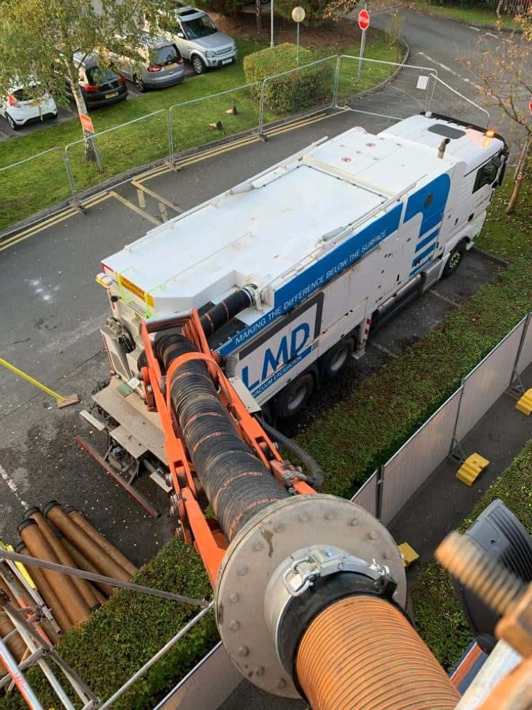Vacuum Excavation being used on an hospital roof
